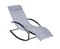 Hortan Lettino Sdraio Prendisole Con Struttura A Dondolo, Seduta Ergonomica, Cuscino Poggiatesta, Telaio In Acciaio E Sacca Portaoggetti Per Arredo Esterno, Giardino, Terrazzo e Piscina