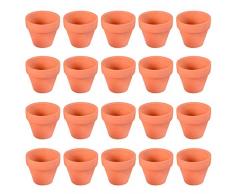 BESTonZON - Set di 20 mini-vasi in argilla, terracotta e ceramica, per interni, esterni, piante grasse, artigianato, bomboniere di matrimonio (4,5 x 4 cm)