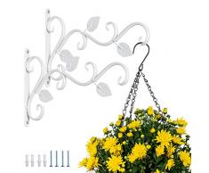 Nuptio Staffa per Piante Appendere A Parete, 2 Pezzi Ganci Appendere Ferro Bianco Staffe Parete 29.5cm Vaso Fiori Mangiatoia per Uccelli Appendiabiti Gancio Giardino Esterno con Viti Balcone Lanterna