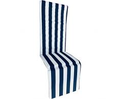 Lettino Materassino Cuscino per Sdraio Prendisole Mare Giardino 45x170 cm Righe (Blu)