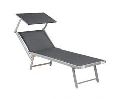 Hortan Lettino Prendisole Professionale Con Struttura Pieghevole in Alluminio, Tetto Parasole e Rivestimento in Tessuto Textilene Per Arredo Esterno, Giardino, Piscina e Spiaggia