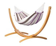 La Siesta Caribeña Purple - Amaca Classica Singola in Cotone con Supporto in Legno
