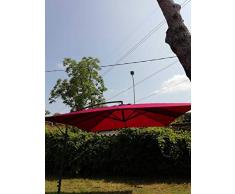 Bars EASYSHOP Ombrellone da Giardino a Sbalzo Quadrato 3x3 MT in Alluminio Rosso a Banana Decentrato Ristorante Bar Locale Balcone Terrazzo Esterno con Telo in Poliestere Impermeabile