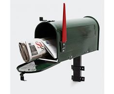 Cassetta delle lettere stile americano Cassetta postale verde con supporto a muro abbinato