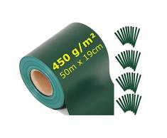 workingHOUSE Telo Frangivista in PVC per Rete a Doppia Sbarra - Rete Frangivista per Recinzione da Giardino con Strisce di Fissaggio - 450 g/m² - 50m x 19cm - Facile da Installare (Verde)