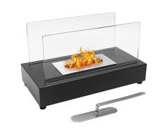 Camino da tavolo, braciere bio-etanolo, braciere portatile per interni ed esterni, pozzo del fuoco senza sfiato, rettangolo, nero..