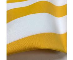 Tela per tende da sole esterno al metro, tessuto per tende da sole esterno, tessuto per tende portoni, balconi, arredi esterni. 11 NEW GIALLO/BIANCO