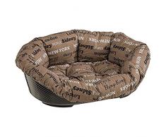 Ferplast Cuccia in Plastica per Cani e Gatti Sofa 8 con Cuscino in Cotone, Cesta per Animali, Fondo Perforato, Antiscivolo, Comodo Poggiamento, 85 X 62 X H 28,5 cm Marrone