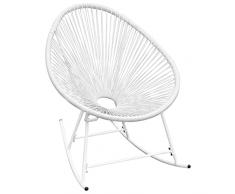 vidaXL Sedia a Dondolo da Giardino Prendisole Sdraio Patio Poltroncina Elegante Robusto Arredi per Esterni in Acciaio e Polyrattan Bianco