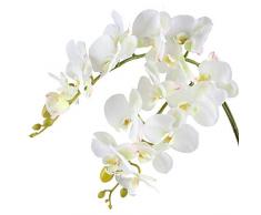 Famibay Fiori Orchidea Finta Ramo Orchidea Phalaenopsis Artificiale Bianca 2 Pz per Casa Decorazione