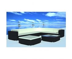 vidaXL Divano da Giardino 8 pz in Polyrattan Nero Sofa Esterno con Cuscini