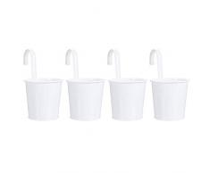 Cabilock 4 Pezzi di Metallo di Ferro Appeso Vaso di Fiori Secchio di Ferro Fioriera per Recinzione Ringhiera Balcone Giardino Decorazione della Casa del Fiore con I Titolari Gancio
