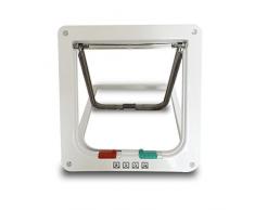 UEETEK Gatto con serratura magnetica 4 vie gattino cane animali entrata uscita Flap sicuro porta - taglia M (bianco)