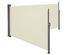 Femor Tenda Laterale 600x180cm, Doppia Tende da Sole Laterale enda a Rullo Paravento Frangivento Estensibile per Balcone, Terrazzo, Giardino, Tenda da Sole in Alluminio a Parete Laterale, Beige