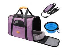 Morpilot Portabagagli per gatti Borsa da viaggio per cani da compagnia aerea per cuccioli di taglia media e piccola con tracolla regolabile/tappetino rimovibile/ciotola Max Cat 43,9 x 31 x 34 cm