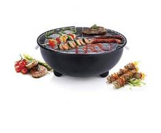 Piushopping Barbecue Elettrico da Balcone per Esterno, BBQ da Tavolo, Grill Portatile Rotondo, 1250W - D.30 cm, Nero