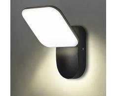 Dr.lazy 12W LED lampada da parete Lampada Muro in Alluminio Applique da parete Esterna impermeabile IP65 Faretto soggiorno/terrazzo/giardino (Nero/Bianco Naturale)