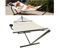 VITA5 Amaca con supporto incluso, amaca da giardino per due persone per lestate, amaca portatile da cortile con supporto, letto per 2 persone con portabicchieri - capacità 204 kg