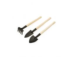 3pcs mini Garden Plant strumento con manico in legno metallo testa giardinaggio Tool kit giardino vanga rastrello cazzuola