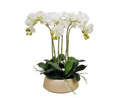 Orchidee di Fiori Artificiali, Falso Phalaenopsis Orchid Arrangiamento Floreale con Vaso doro, Orchidee Bonsai per casa/Ufficio/Festa di Nozze, Bianco