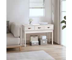 Homgoday Tavolo Consolle Bianco 114x40x75 cm in Legno Massello di Pino, Tavolino da Salotto, Tavolinetto da Soggiorno, Tavolo per Ufficio Camera da Letto Giardino