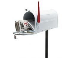 Cassetta delle lettere stile americano Bianca Cassetta postale con palo di supporto abbinato