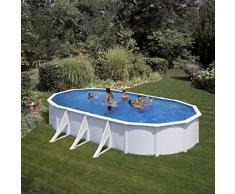 Gre M260856 - Piscina in acciaio bianco ovale Fidji kit730eco