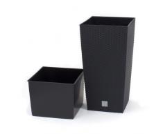 Prosper Plast DRTS265-S433 Vaso Quadrato per Piante Rato 26,5 x 26,5 x 50 cm, Colore Grigio Antracite