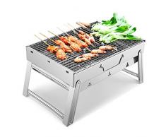 Sunkorto Barbecue Portatile a Carbone Griglia Barbecue Pieghevole in Acciaio Inossidabile con Utensile Kit BBQ Grill Barbecue per Pincnic in Balcone Giardino Picnic all’Aperto