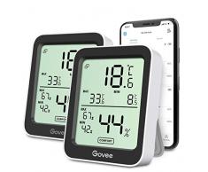 Govee Termometro Igrometro 2 Pezzi, Termoigrometro Interno Esterno Bluetooth Digitale con App, Ambiente Misuratore di Umidità e Temperatura e Dati Conservazioni per Casa Camera Serra Garage