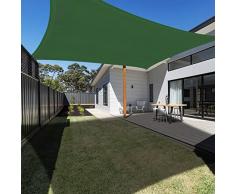 Ankuka Vela Ombreggiante Impermeabile 3x4m Verde Scuro Tenda a Vela Rettangolare con Fune Tenda da Sole per Esterno Protezione Raggi UV 98% Adatto per Giardino Terrazzo e Campeggio