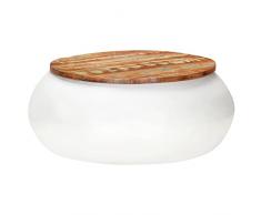 Homgoday Tavolino da Caffè Bianco 68x68x30 cm in Legno di Recupero, Tavolino da Salotto, Tavolinetto da Soggiorno, Tavolo per Ufficio Camera da Letto Giardino