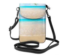 Borsa a tracolla da donna in pelle sintetica stampata con motivo natalizio, Tema tropicale della pianta della spiaggia, Taglia unica