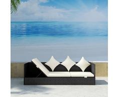 tidyard Divani in Rattan da Giardino Letto Sdraio, Harmony Relax, per Giardino, Balcone, Set Divano Angolari da Giardino, Nero