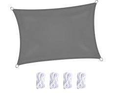 DKLE 2x2.5m Vela Ombreggiante Impermeabile Giardino, Tenda A Vela Parasole Rettangolare, Tenda Parasole Balcone con Kit di Montaggio, per Esterni Giardino Verande