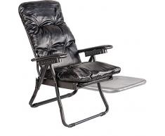 IlGruppone Sdraio Inclinabile in Ecopelle Imbottita Made in Italy - Sedia Poltrona Reclinabile Relax per Giardino Interno Esterno Nero