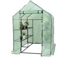 COSTWAY Serra da Giardino per Orto e Piante Inverno, Serra da Esterno con Telaio in Alluminio, Porta Avvolgibile e Telo, Serra Robusta per Giardino e Balcone, 143 x 143 x 195 cm, Verde