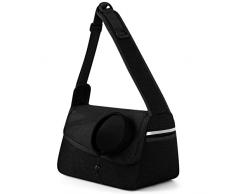 ALLSOPETS Borsa a Tracolle per Trasporto Cani Adjustable Borsa da Trasporto per Cani Piccoli Borsa a Tracolla per Cucciolo di Gatto per Viaggio Escursionismo Campeggio Nero