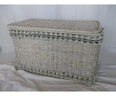 fantasie d oriente Cesto Baule PORTABIANCHERIA 76x43x45 H Vimini Rattan Bianco Shabby Chic Porta Biancheria Giochi