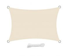 swift Vela Ombreggiante Impermeabile Rettangolare 3x4 m Protezione Anti Raggi UV Tenda a Vela 4x3 m, Telo Tenda da Sole a Vela per Esterno, Giardino & Gazebo, Beige