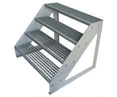 Scale con griglia in acciaio Premium 4 Gradini Scala autoportante Completamente zincata - Dimensioni (L x L x H) 82cm x 60cm x 76cm Resistente alle intemperie e alla corrosione
