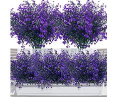 Elecoutek 12 Mazzi Fiori Finti da Esterno Arbusti Artificiali Resistenti ai Raggi UV Piante Artificiali Decorative per Giardino, Vaso, Balcone, Casa, Ufficio, Giardino, Patio, Centrotavola (Viola)