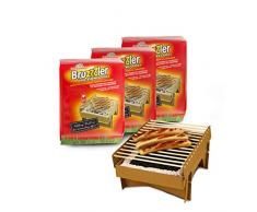 Bruzzzler Barbecue monouso Eco, completamente realizzata con Materiali Naturali, combustibile Dopo l’Uso, Meno emissioni di CO2, Pronto per l’Uso in 5 min, Utilizzabile per Oltre 1 Ora, 3 pezzi