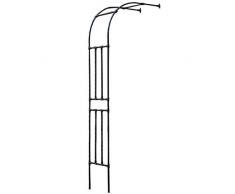 QHW Arco da Giardino Semi-Laterale da 2,4 m per impieghi gravosi, Arco di Supporto per Piante rampicanti in Tubolare di Metallo Nero/Bianco, Arco per Matrimoni, Decorazione da Giardino