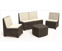 IPAE-PROGARDEN Set da Giardino 1 Divano 2 Poltrone e 1 Tavolino con Cuscino Antracite - Modello Vulcano