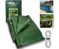 Parpyon® Telo impermeabile esterno Multiuso da 120gr/mq telo copritutto telone occhiellato ombreggiante per gazebo piscina campeggio mobili giardino (120Gr, 2x3)