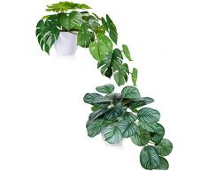 SOGUYI Pianta Finta Cadente 50cm Piante Finte da Interno Esterno con Vaso Plastica Pianta Artificiale per Decorazioni Balconi Casa Giardino Ufficio Moderna Design(2 pezzi)