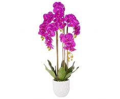 SPRINGOS orchidea artificiale con fiori e vaso in ceramica fiore artificiale pianta artificiale fiori decorativi 105 cm (viola)