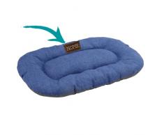Baroni Home Cuscino Ovale PERSONALIZZABILE per Cani e Gatti Tessuto Grigio e Blu Taglia S, Cuscino Ricamato Imbottito con Morbido Foam, Utilizzabile su Entrambi i Lati 40x60x7 cm