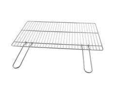 GRIGLIA 40 X 70 CM BBQ in Filo di Ferro Cromato C/Manici Pieghevoli